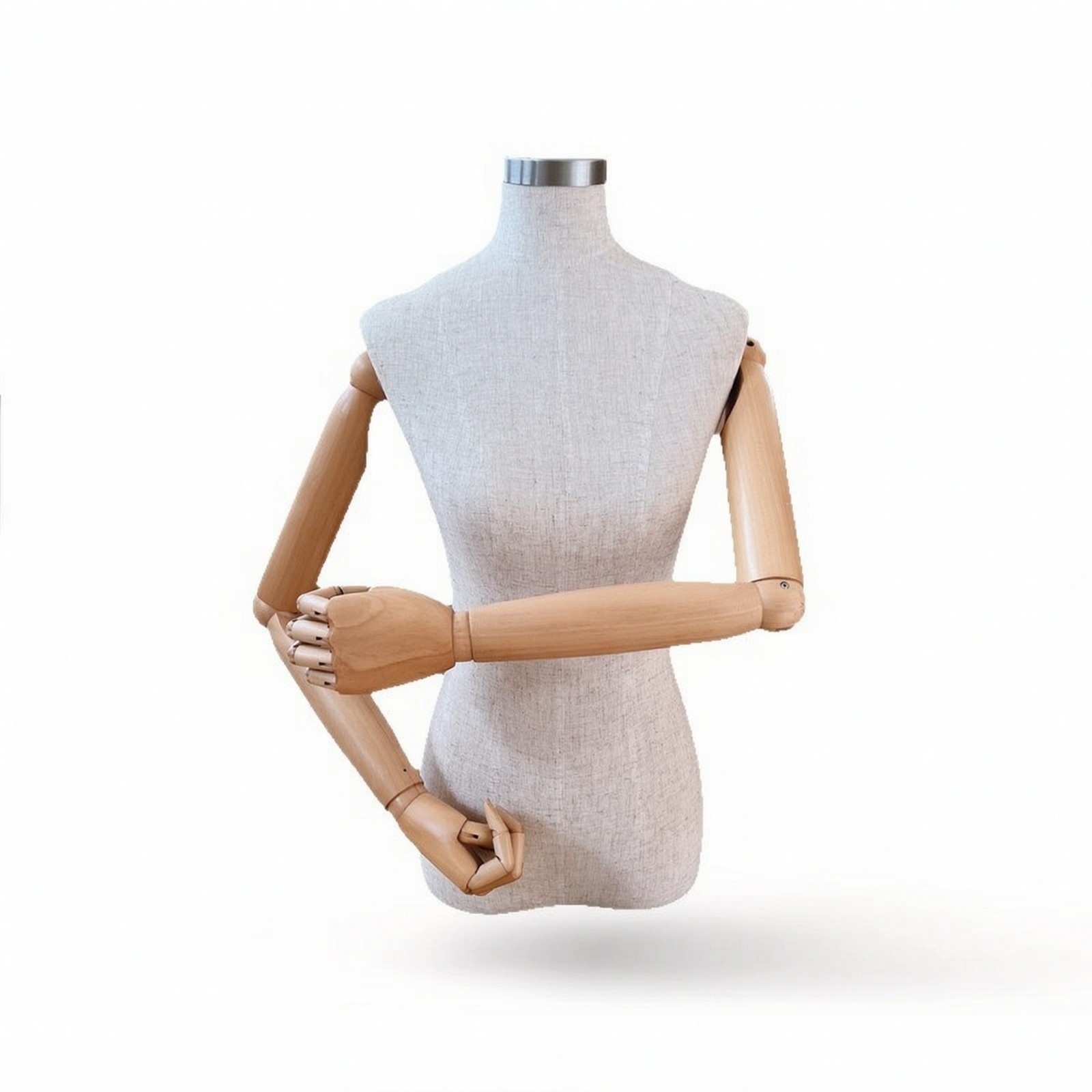 Mannequin with Wooden Arms Half-Body Torso with Wooden Arms Neutral for