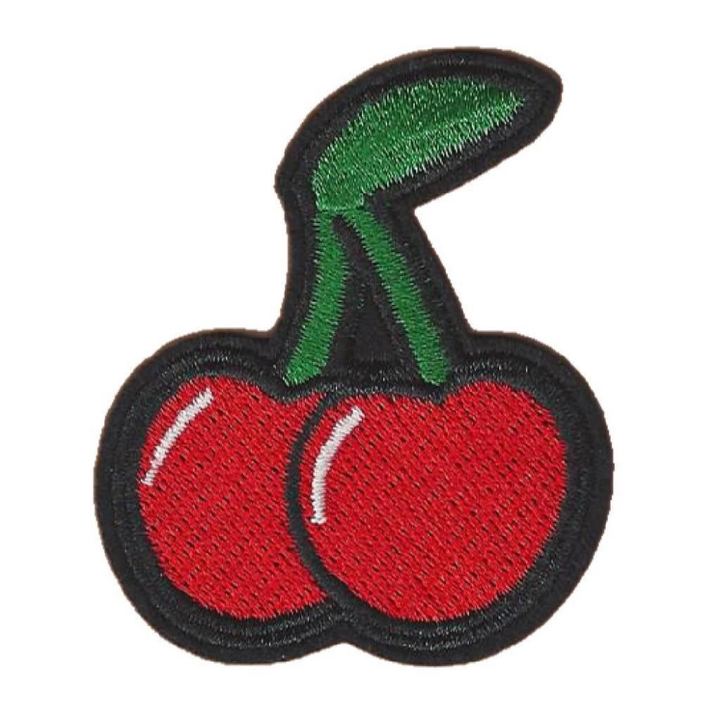 CHERRIES IRON ON PATCH 2.25″ Cute Red Cherry Fruit Embroidered Applique NEW