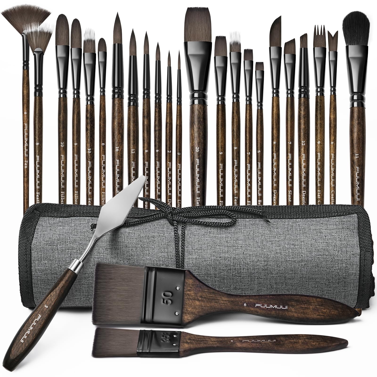 26pcs Professional Paint Brush Set – High-Grade Series Synthetic Nylon Paint …