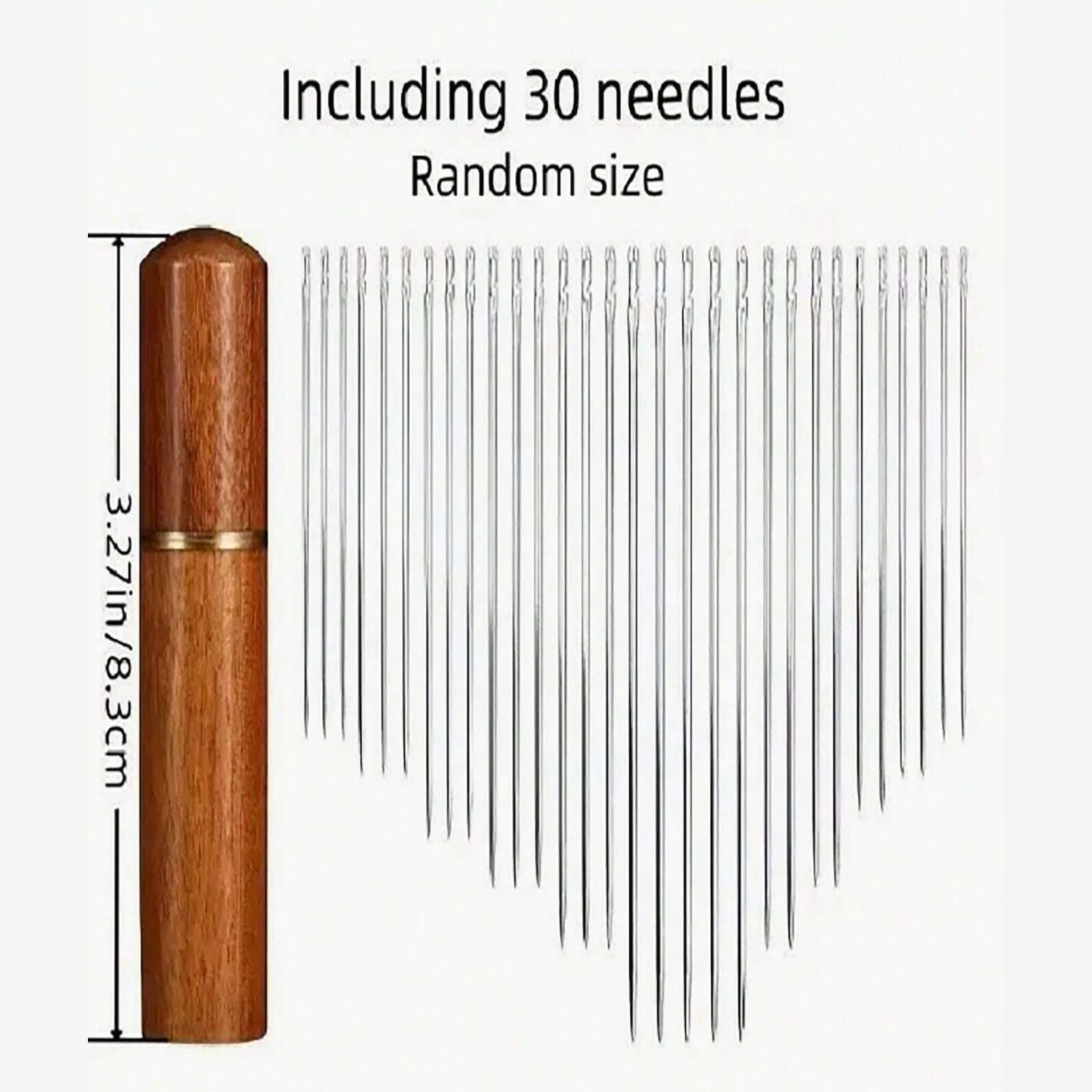 30Pcs Self-Threading Needles Set Easy Thread Sewing Tool Wooden Holder DIY Craft