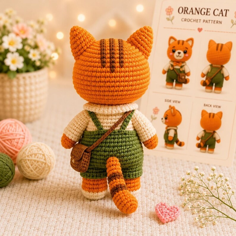 Orange Cat Crochet Pattern Bundle PDF | Cute Amigurumi Cat Plush Tutorial