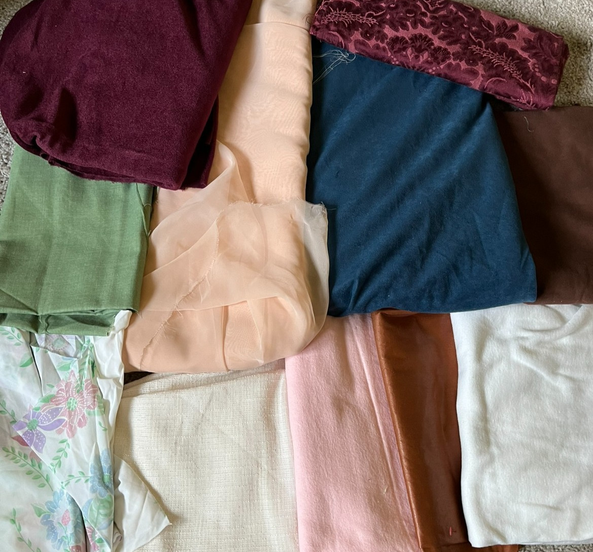 Material/Fabric Lot of 11 Assorted pcs 7 lbs of fabric Some large pieces
