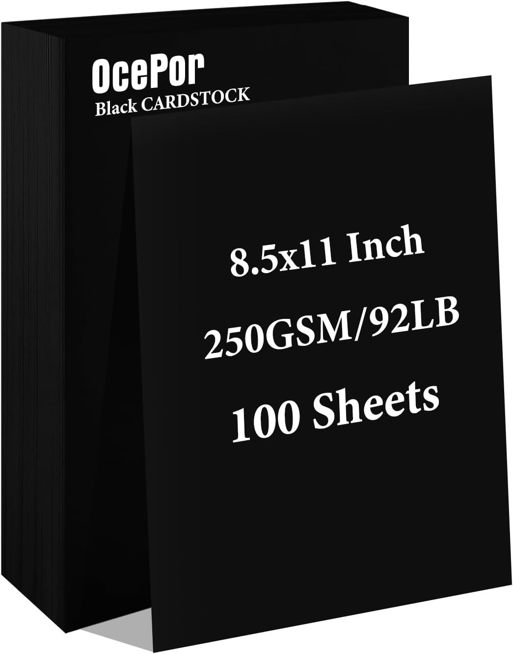 100 Sheets Black Cardstock 8.5” x 11”, 92lb/250gsm Black Card Stock, Thick Card