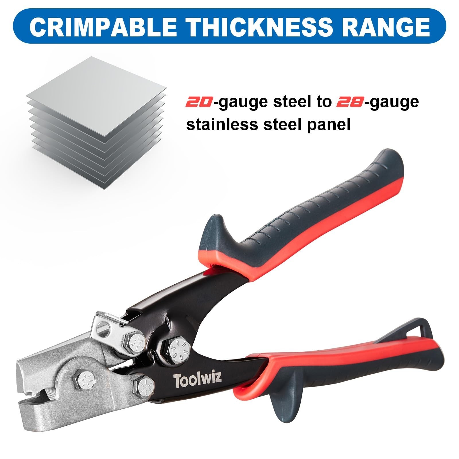 Toolwiz Snap Lock Punch Tool for Sheet Metal, Gutter Crimping Tool with Drop-…
