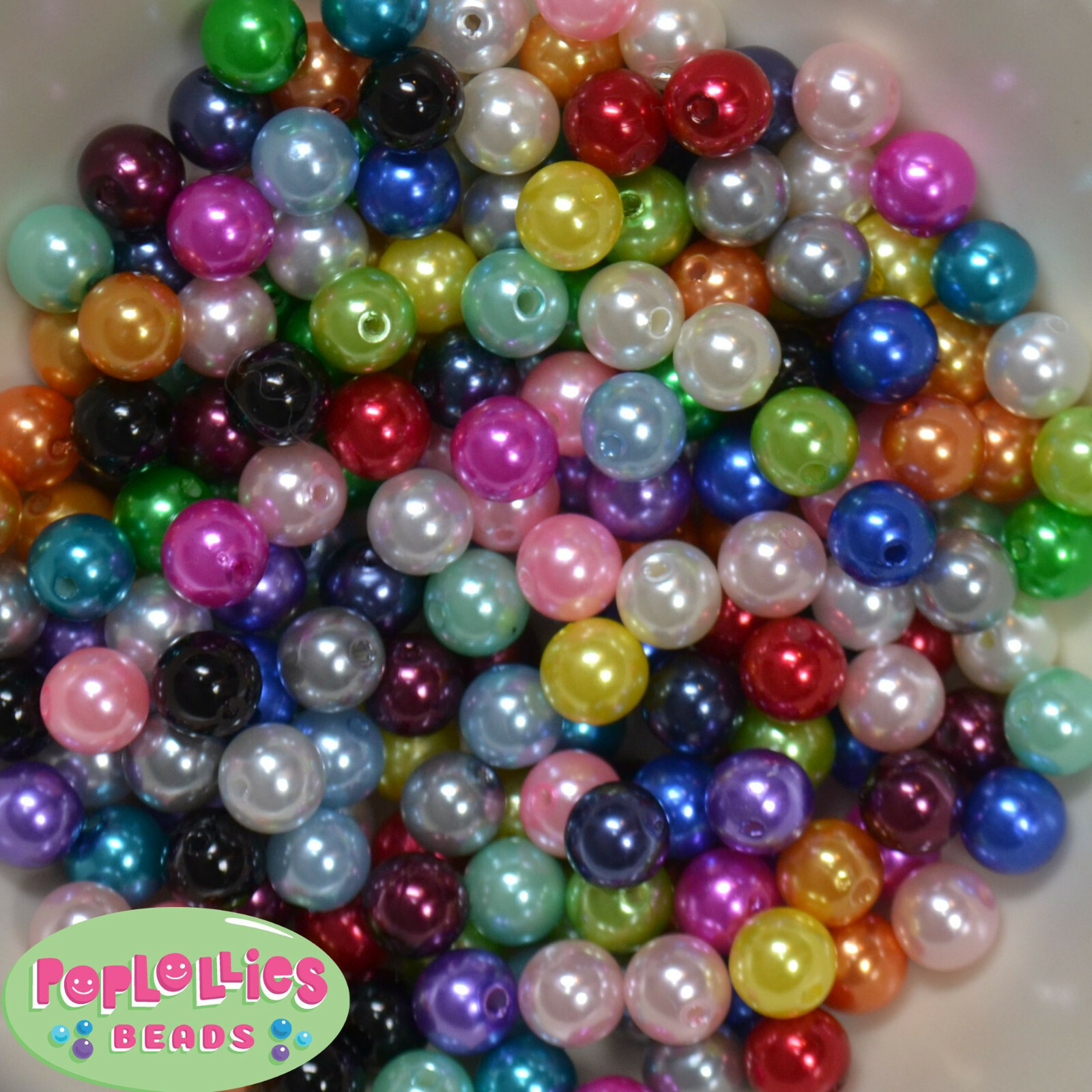 10mm Mixed Color Acrylic Faux Pearl Bubblegum Beads Lot 200 pc.gumball