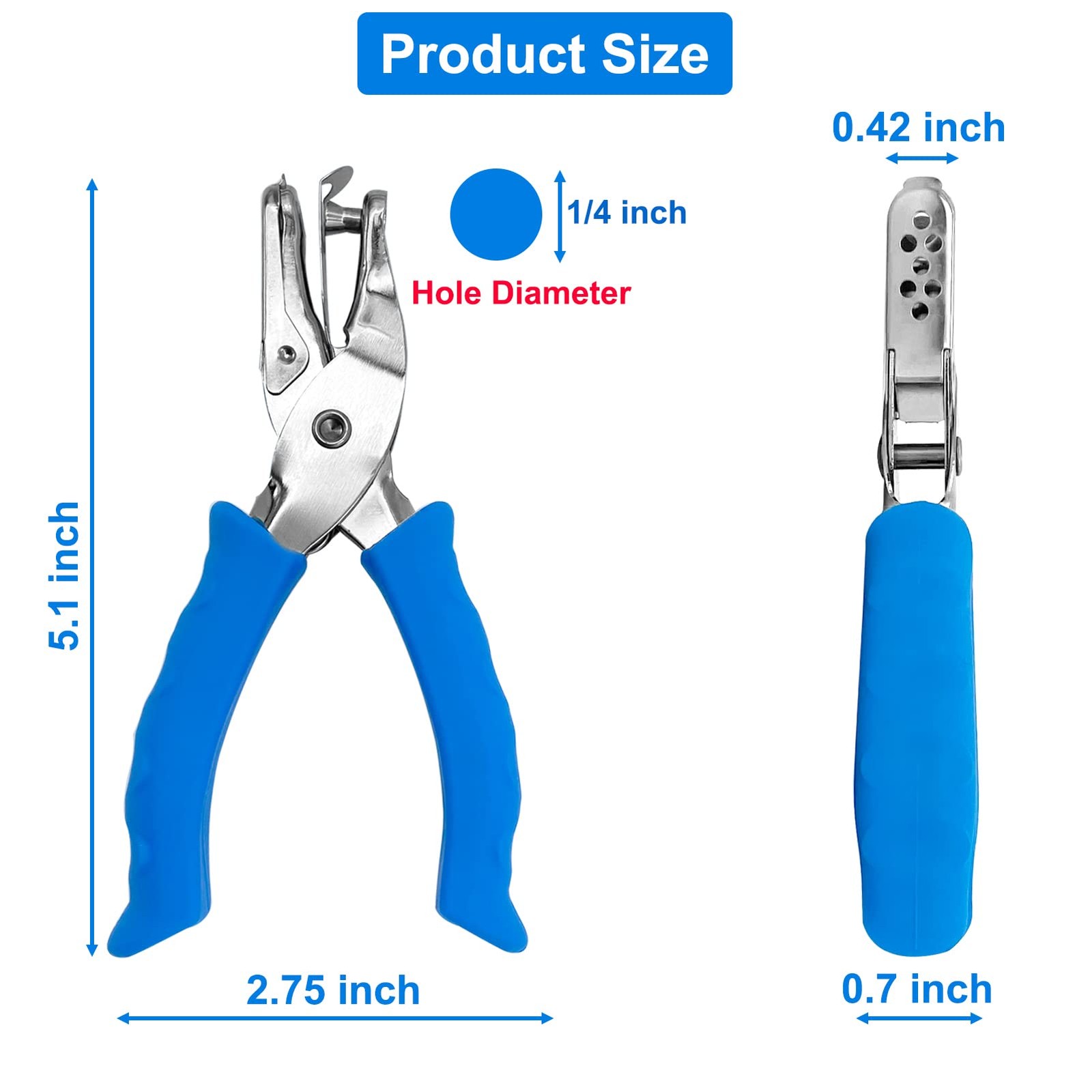 Single Hole Punch 1/4” Paper Puncher for Crafts, One Blue FROM USA