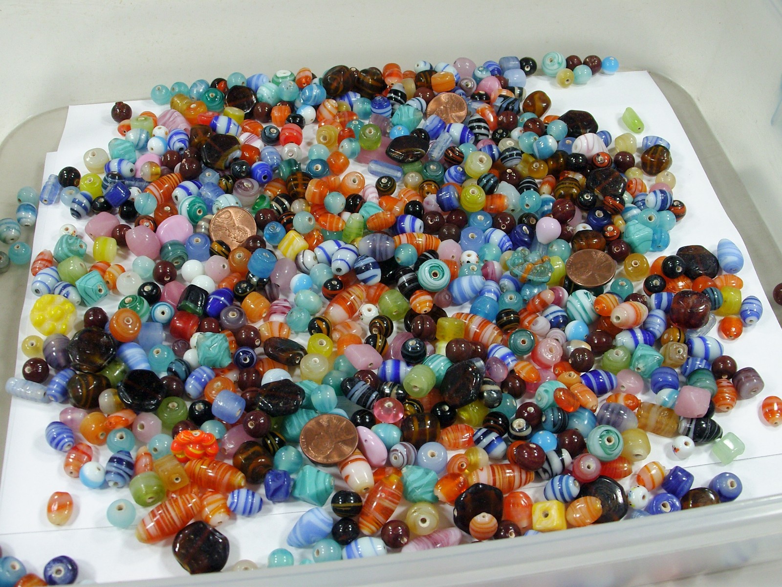 4 Pounds Assorted Shapes and Sizes India Handmade Multicolor Glass Beads (D-8) ⭐