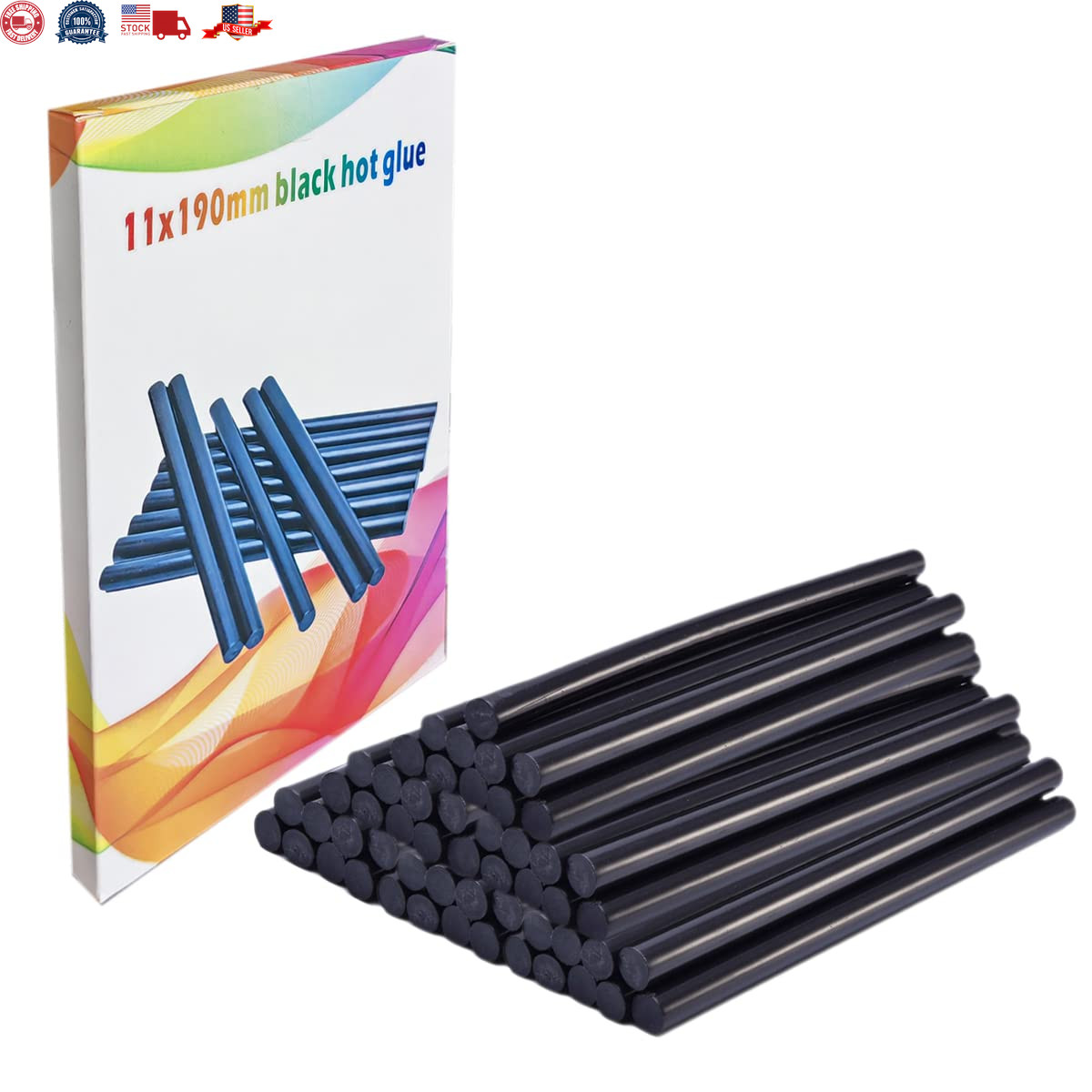 Black Hot Glue Sticks: 12 Pack 11mm x 190mm Long Full Size Mini Stick for hot..
