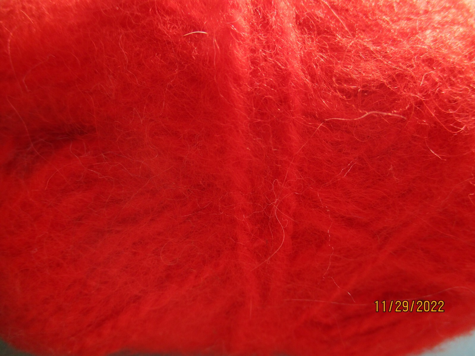 Unlabeled Solid Mohair RED 1 oz Natural Fibers 2 ply Fine/Sport #2 Fluffy