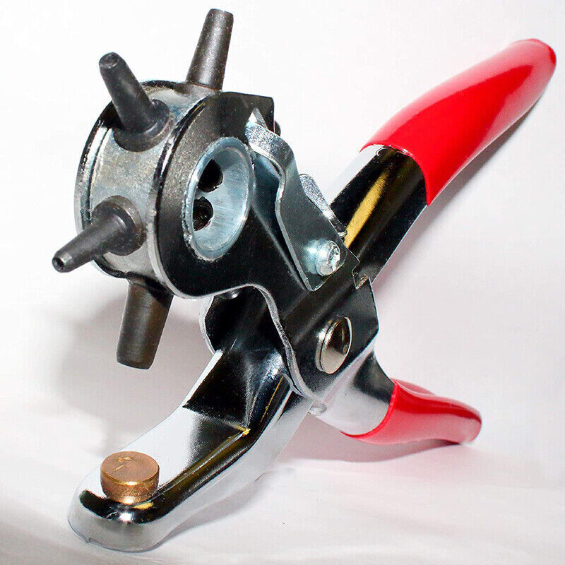 9″ Leather Hole Punch Heavy Duty Hand Pliers Belt Holes 6 Sized Puncher Tool New