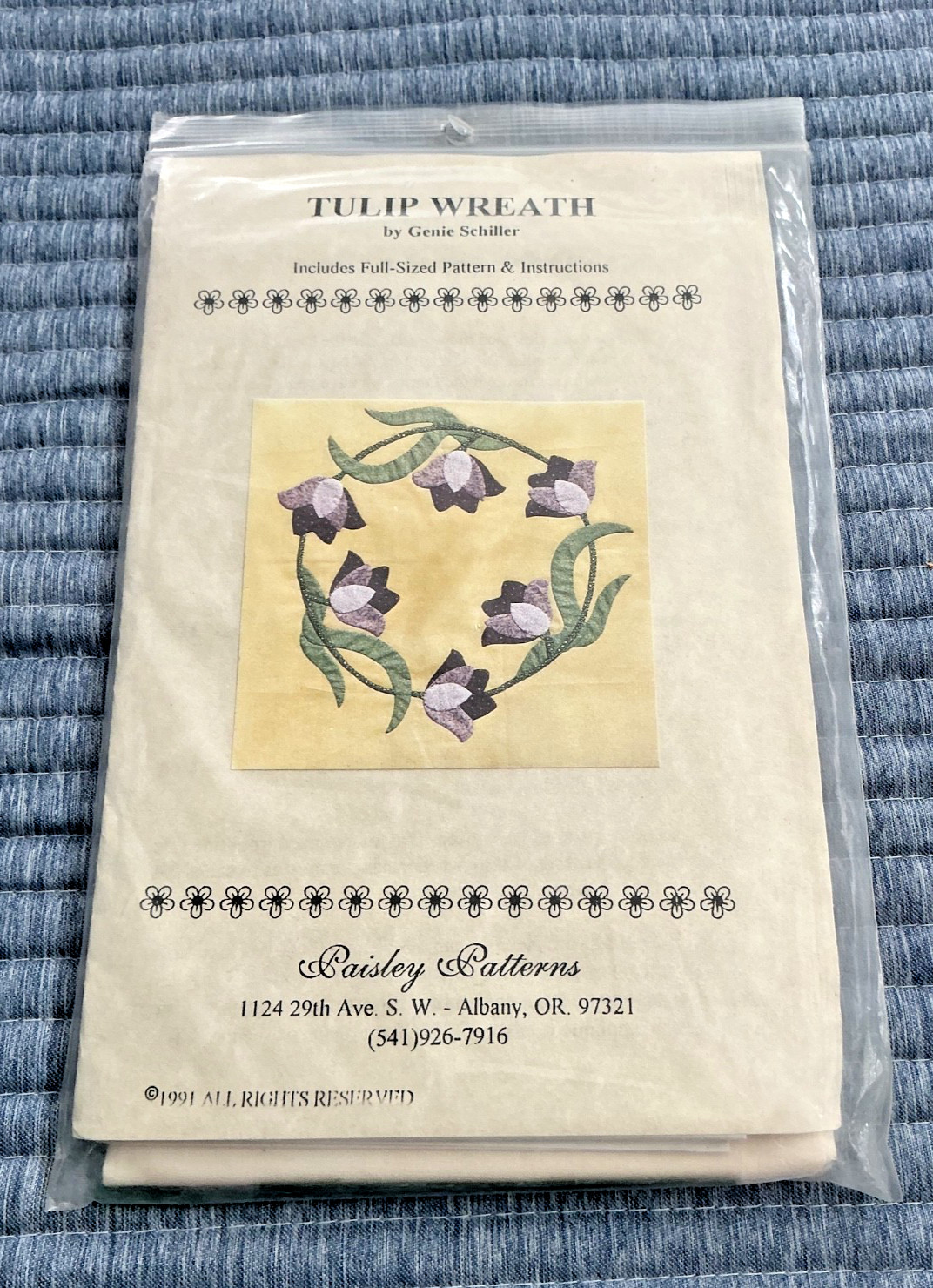 Quilt Block Kit Tulip Wreath Pattern Fabric Instructions
