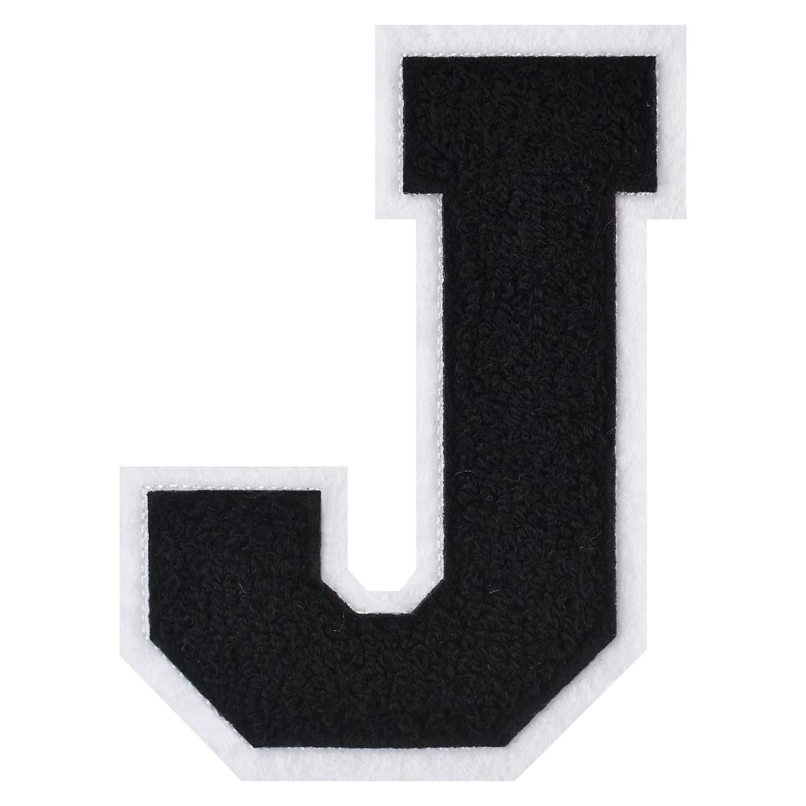 4.5 inch Black Chenille Letter J Patch Iron On Large Varsity Initial Jackets
