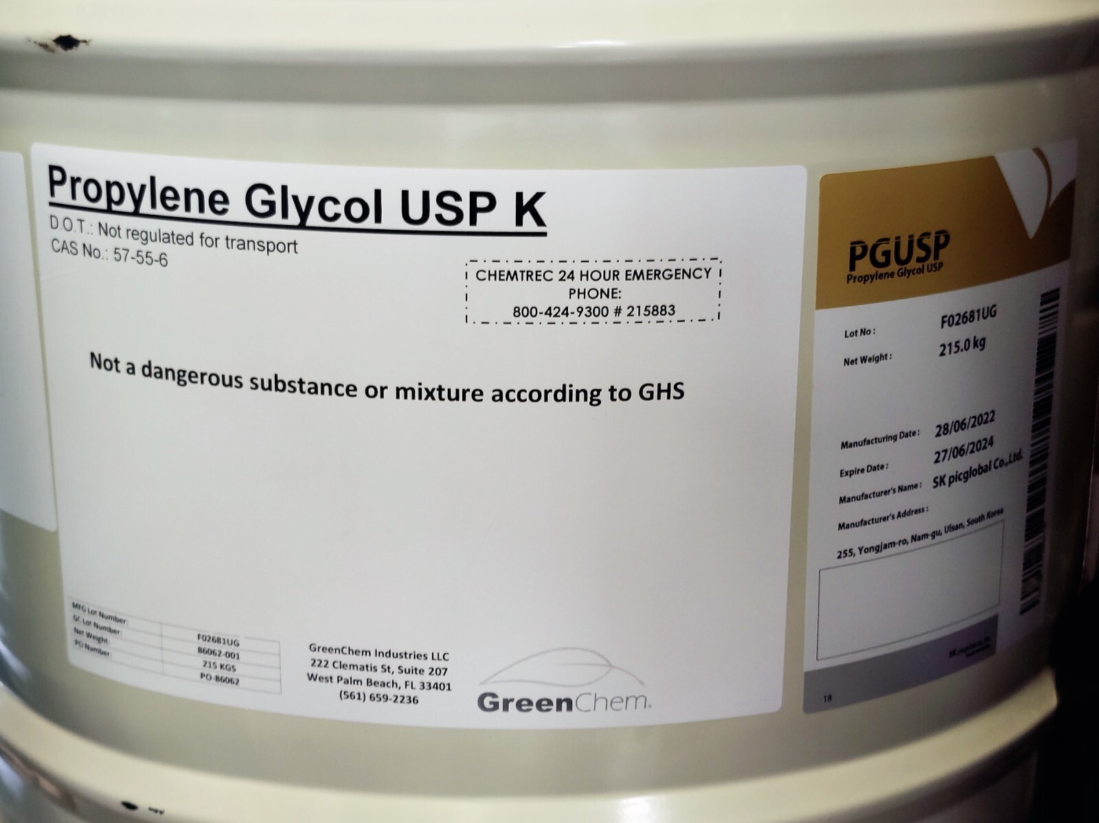 80/20 BLEND VG / PG VEGETABLE GLYCERIN & PROPYLENE GLYCOL USP KOSHER FOOD GRADE