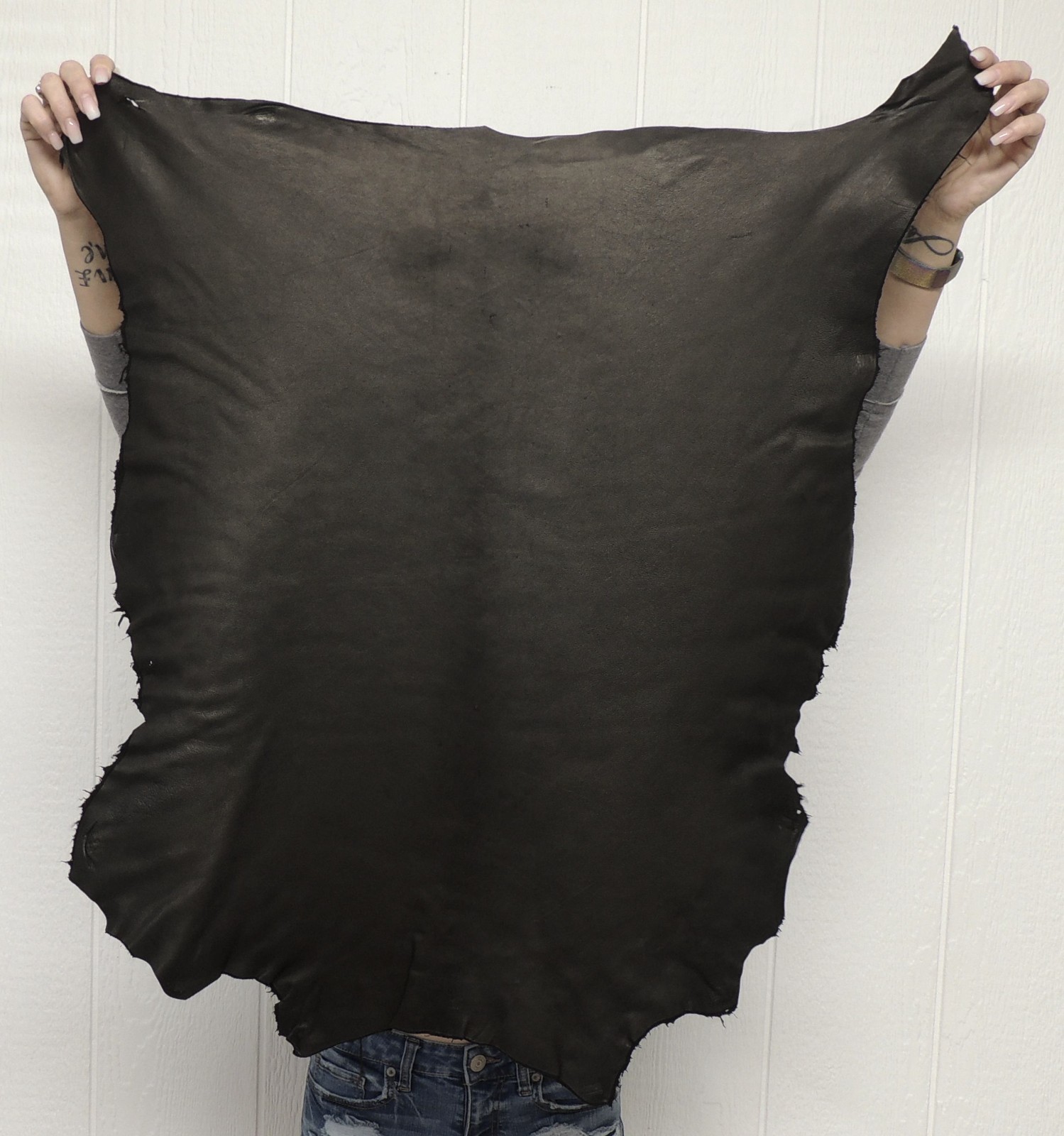 Black Full Grain Lambskin Leather Hide Lightweight Garment Sewing Lining Craft