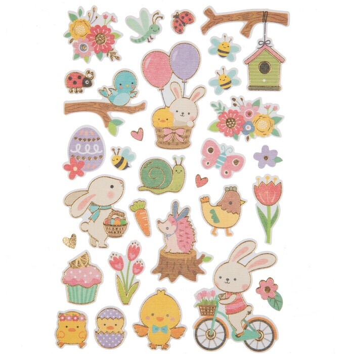 Easter Friends Felt Foil Stickers Planner Supply Scrapbook Crafts Bunny Chicks