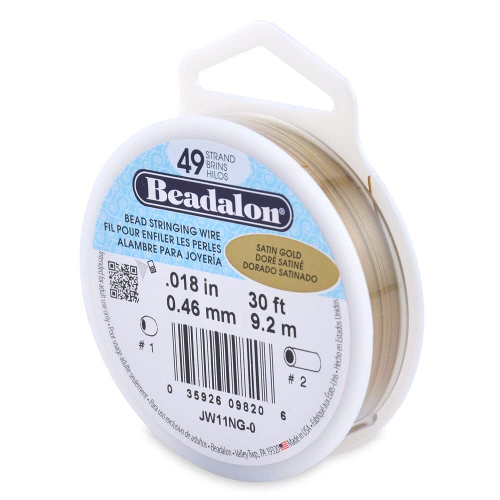 Beadalon 49 Strand Stainless Steel Bead Stringing Wire, 018 in / Satin Gold