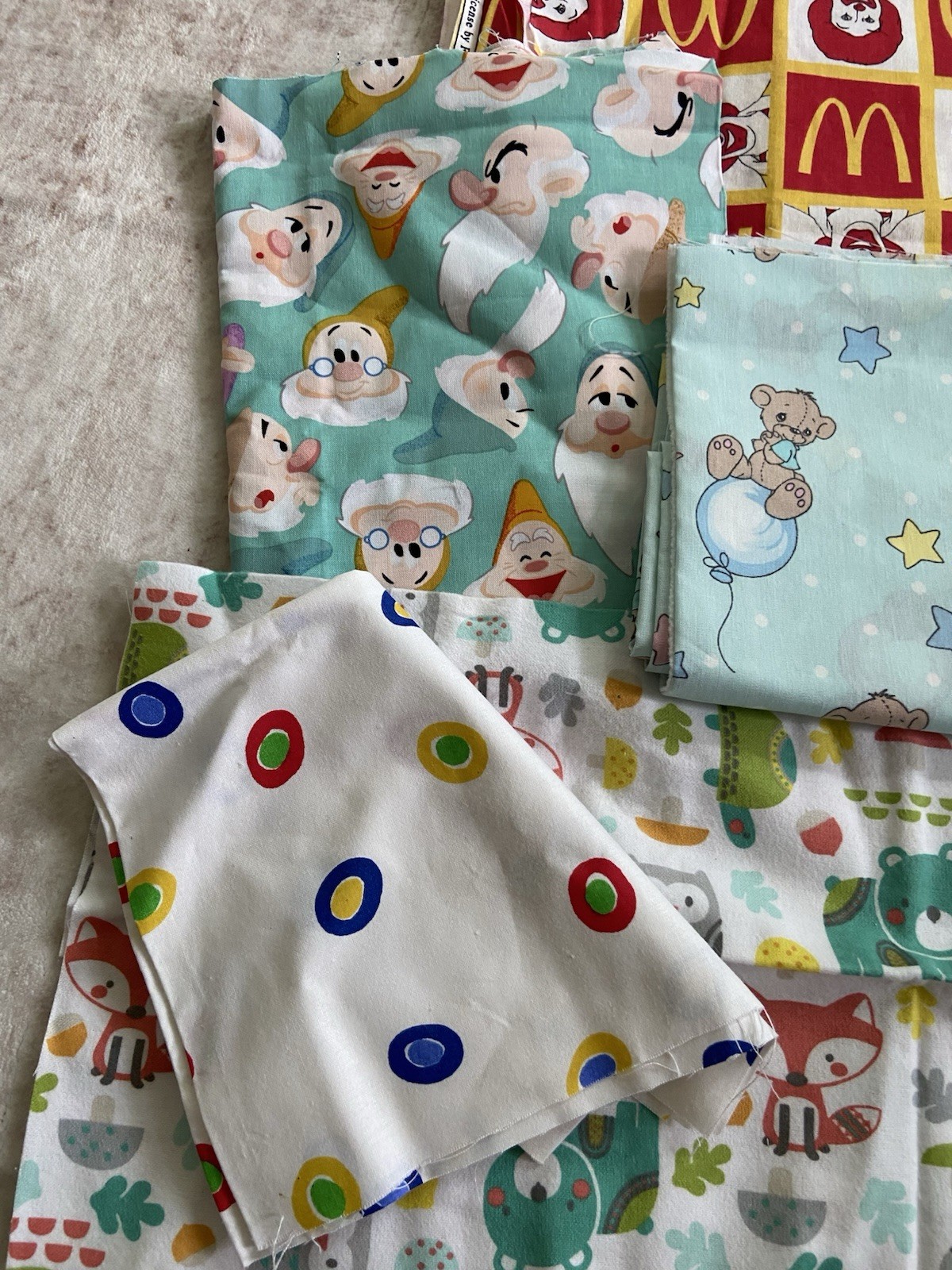 Assorted Lot Of Children’s Themed Fabric