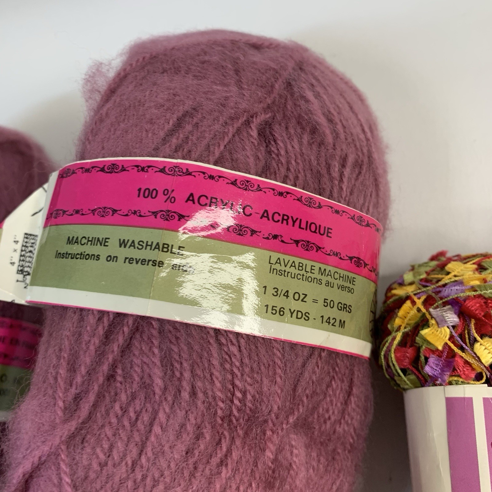 Lot of 19 Skeins Yarn Unger Nomotta DGI Pink Dark Rose Funky Fringe Multicolor