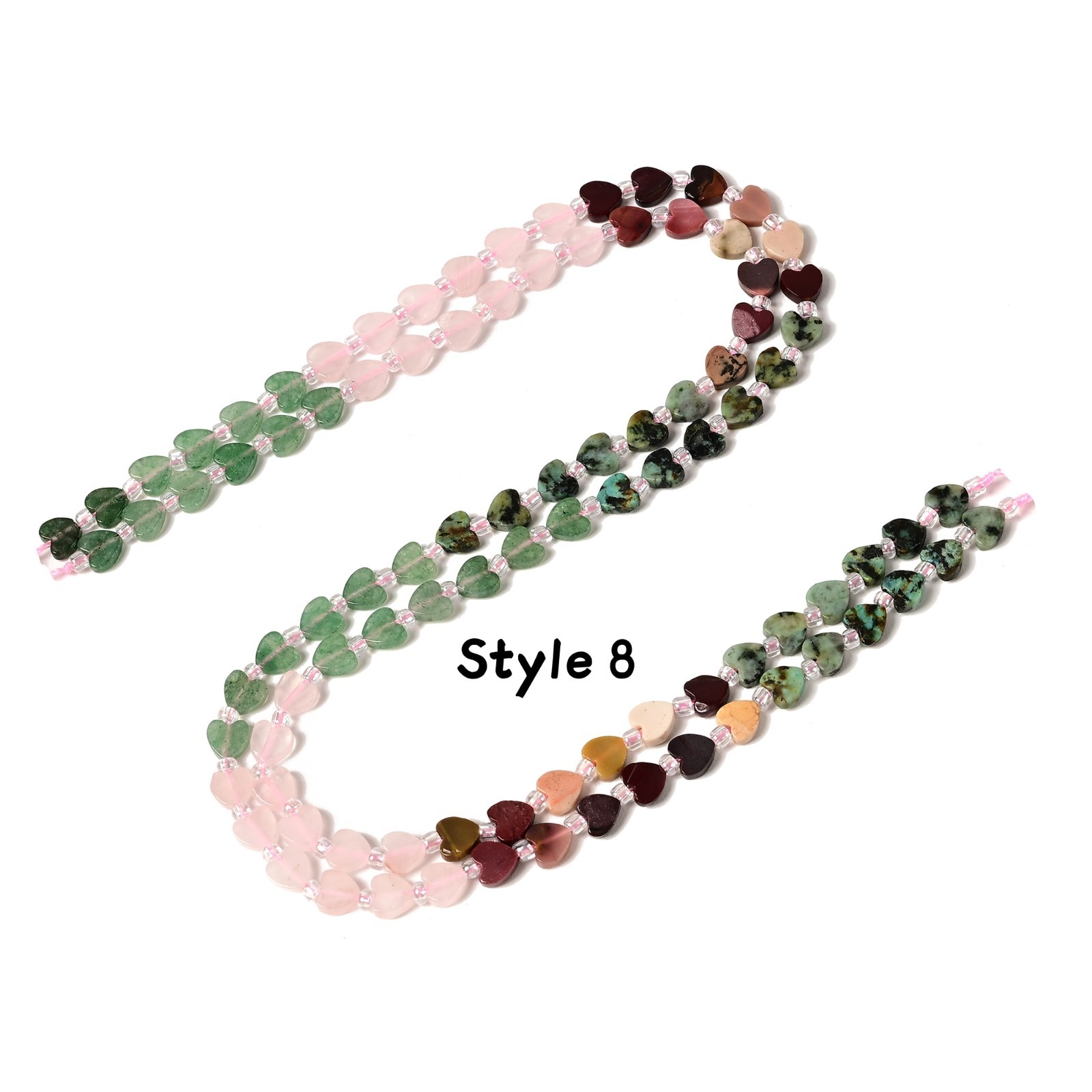 Mix Styles Gradient Multi-color Gemstone Flat Heart Shape Beads 6mm 15″ Strand