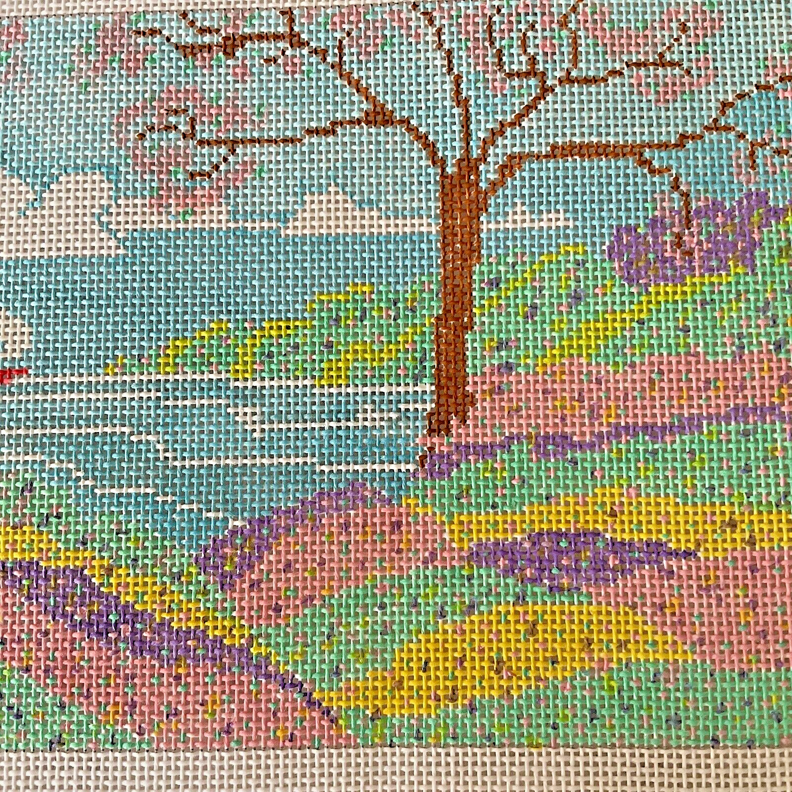 Mary Precisely Needlepoint Hand Painted Canvas Sailboat Landscape Design New