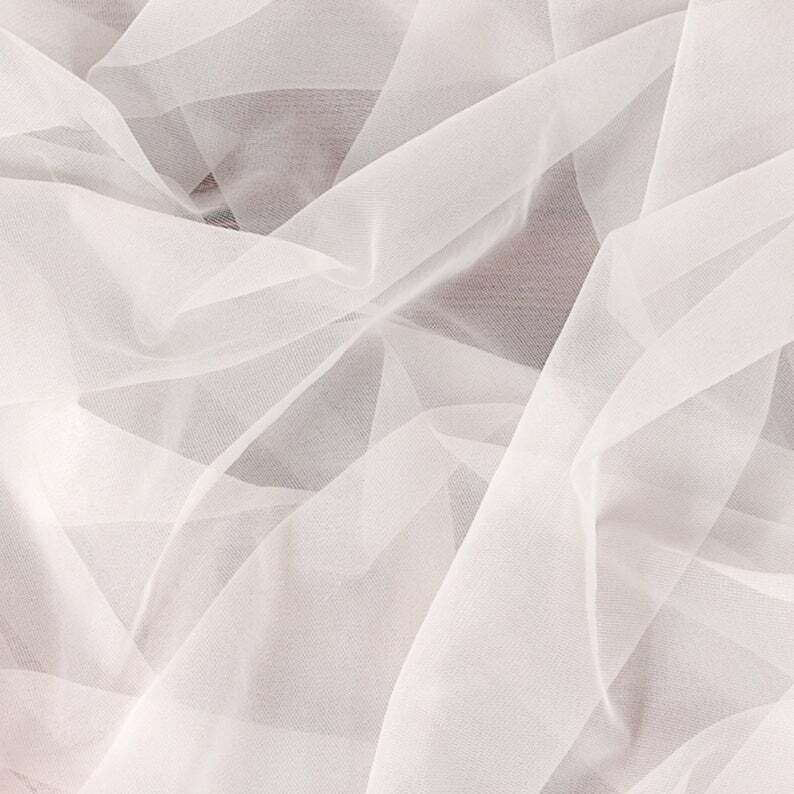 French Off White Stretch Tulle Fabric Soft Elastic Tulle Lining Fabric By 1 Yard
