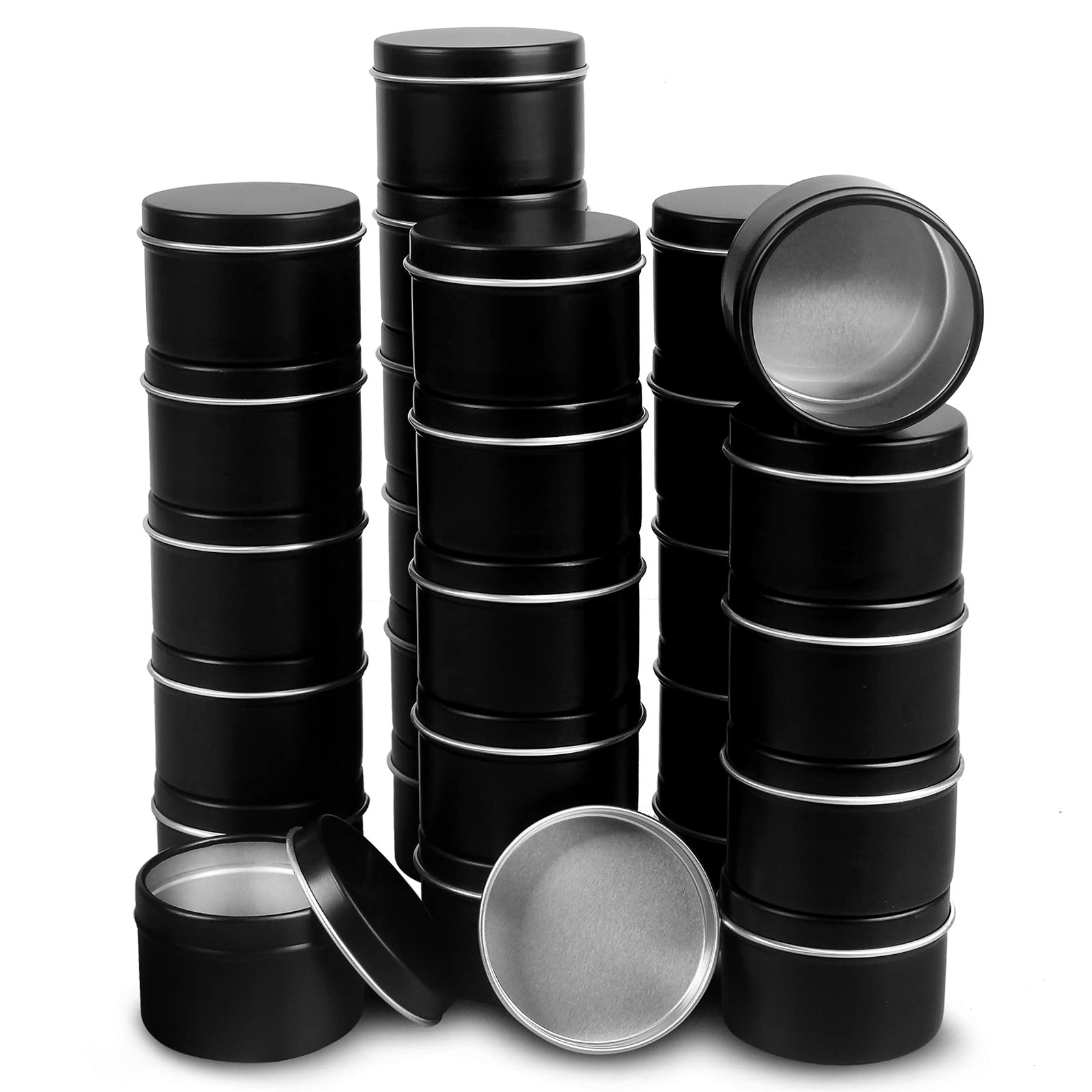 27 PCS 2oz Black Candle Tins, Small Metal Containers, Jars, DIY Candle Making