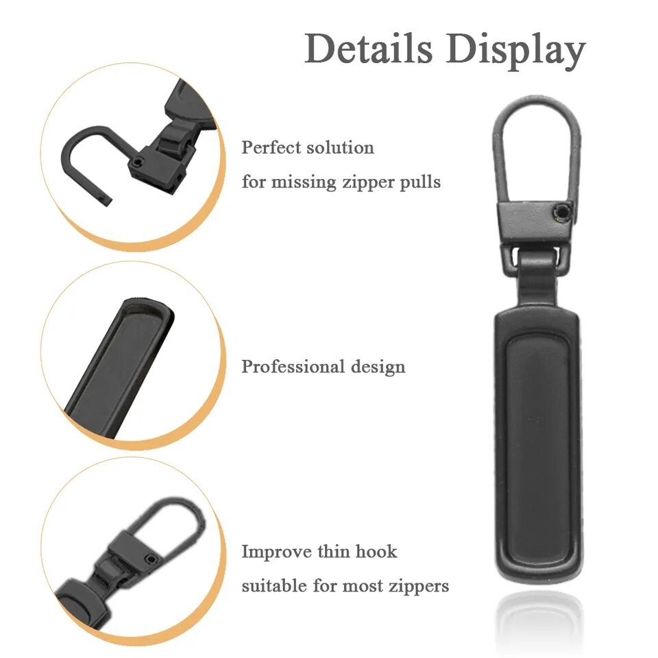 4 PCS Detachable Zipper Pull Replacement Zippers Pull Tabs Zipper Sliders Repair