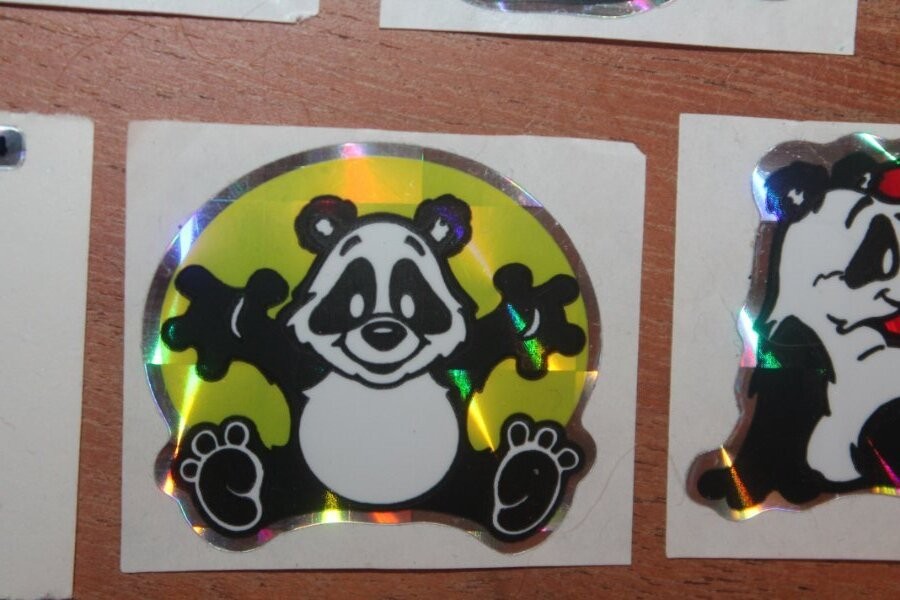 Vintage KEM Prism Sticker mods Panda Teddy Owl Bear Heart lot of 5 1980s