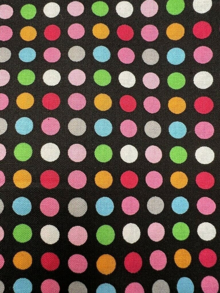 Fabric – OOP Brown Colorful Polka Dot David Textiles Grafiq Trafiq 63″ L x 44″ W