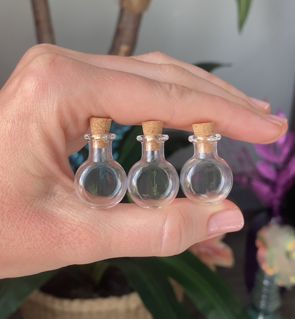 3 Pack of Medium Empty Glass Corked Bottles
