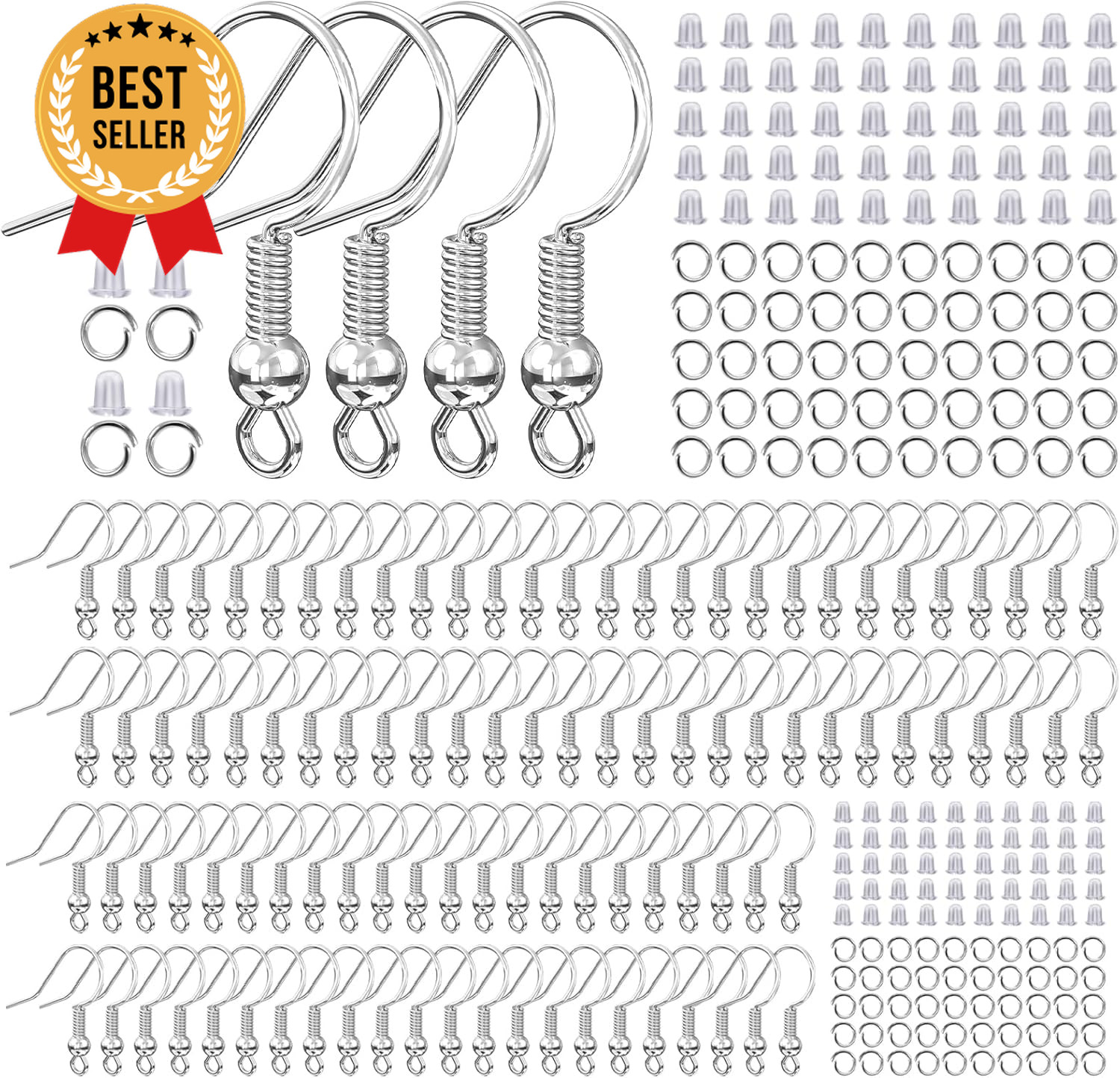 300PCS 925 Sterling Silver Earring Hooks DIY Jewelry Making Supplies Kit