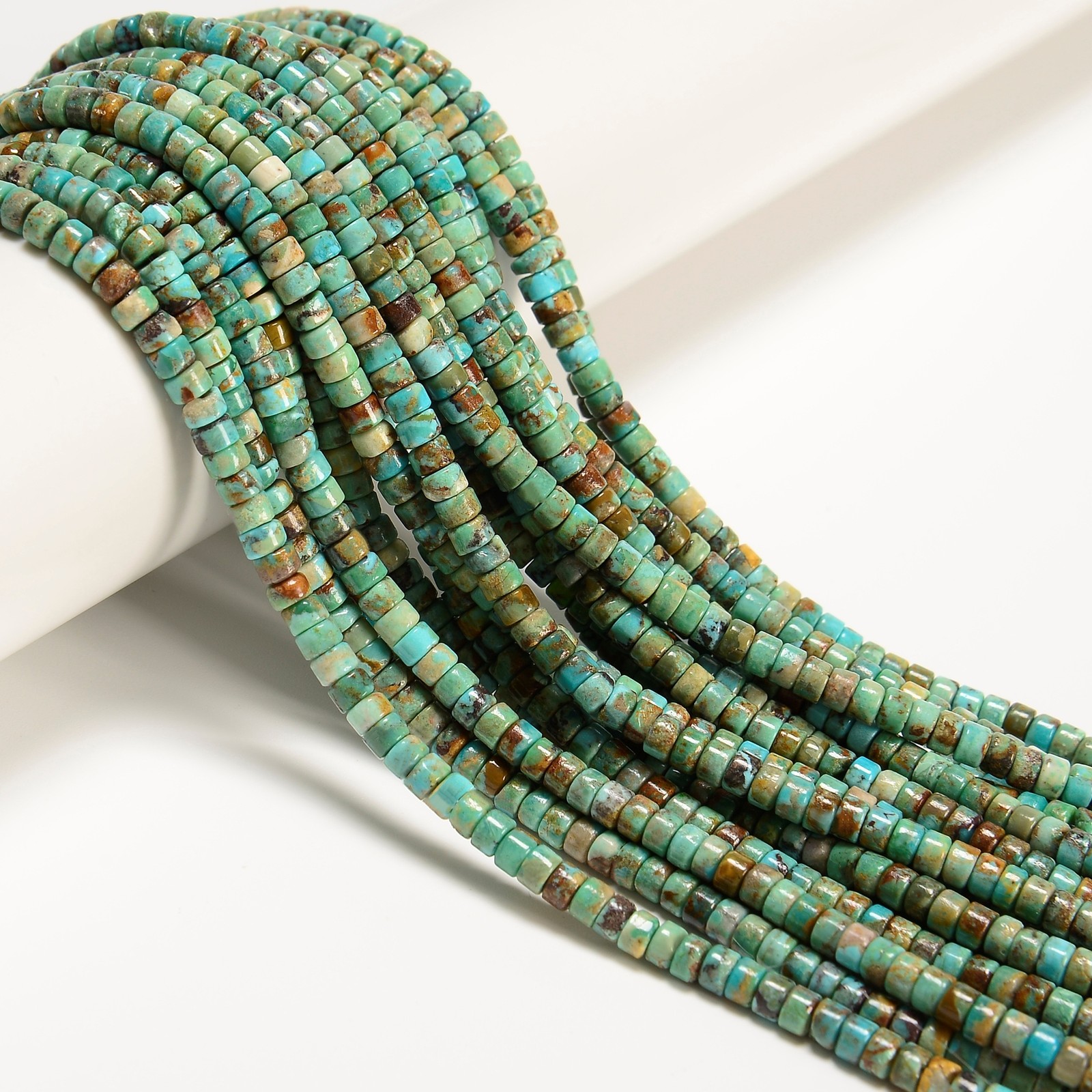 Natural Multi-color Turquoise Heishi Disc Beads Size 2.5x4mm 15.5″ Strand