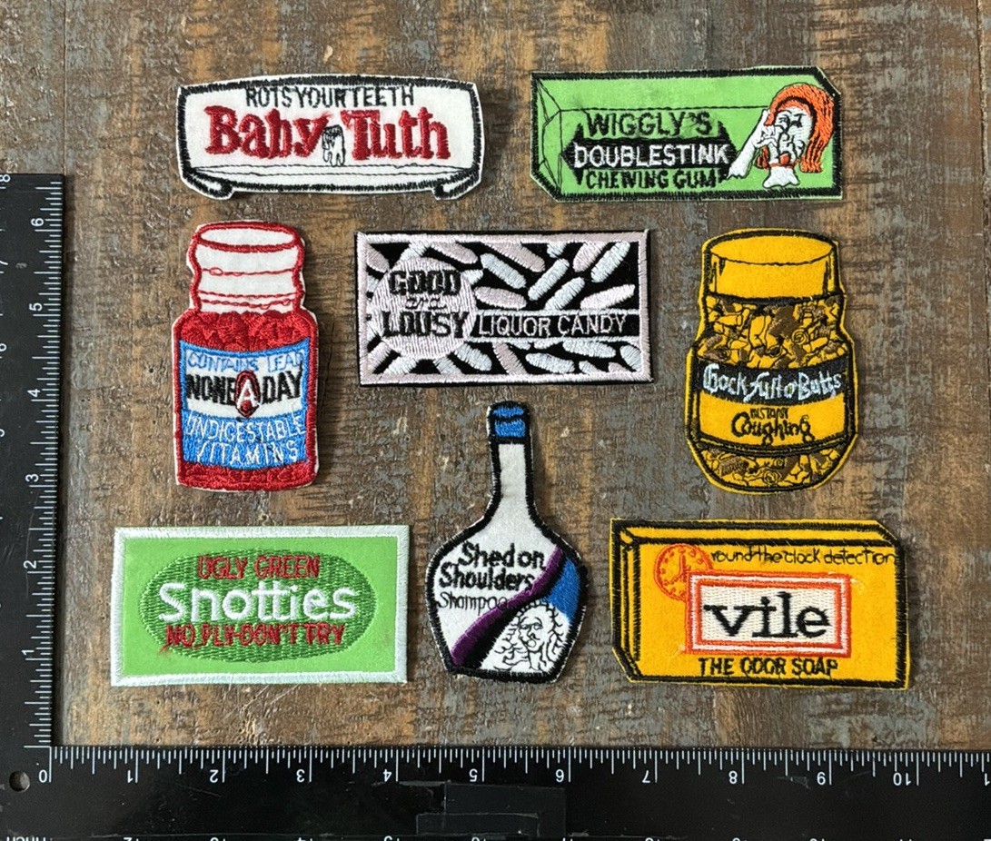 Vintage Lot Funny Humor Hippie Retro Novelty Iron-On Patches NOS 1970s