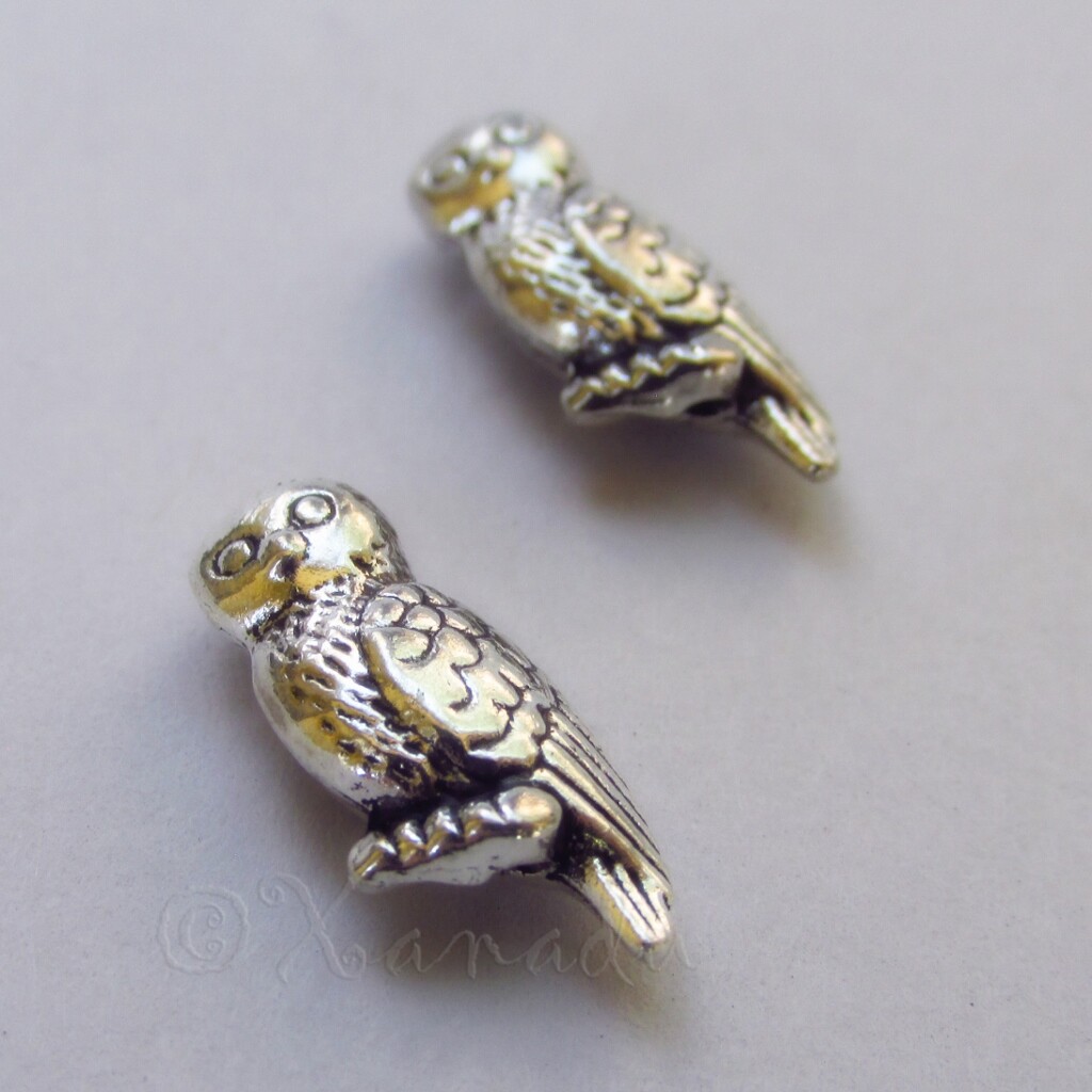 Owl Beads 16mm Antique Silver Plated Metal Spacer Beads B3279 – 10, 20 Or 50PCs