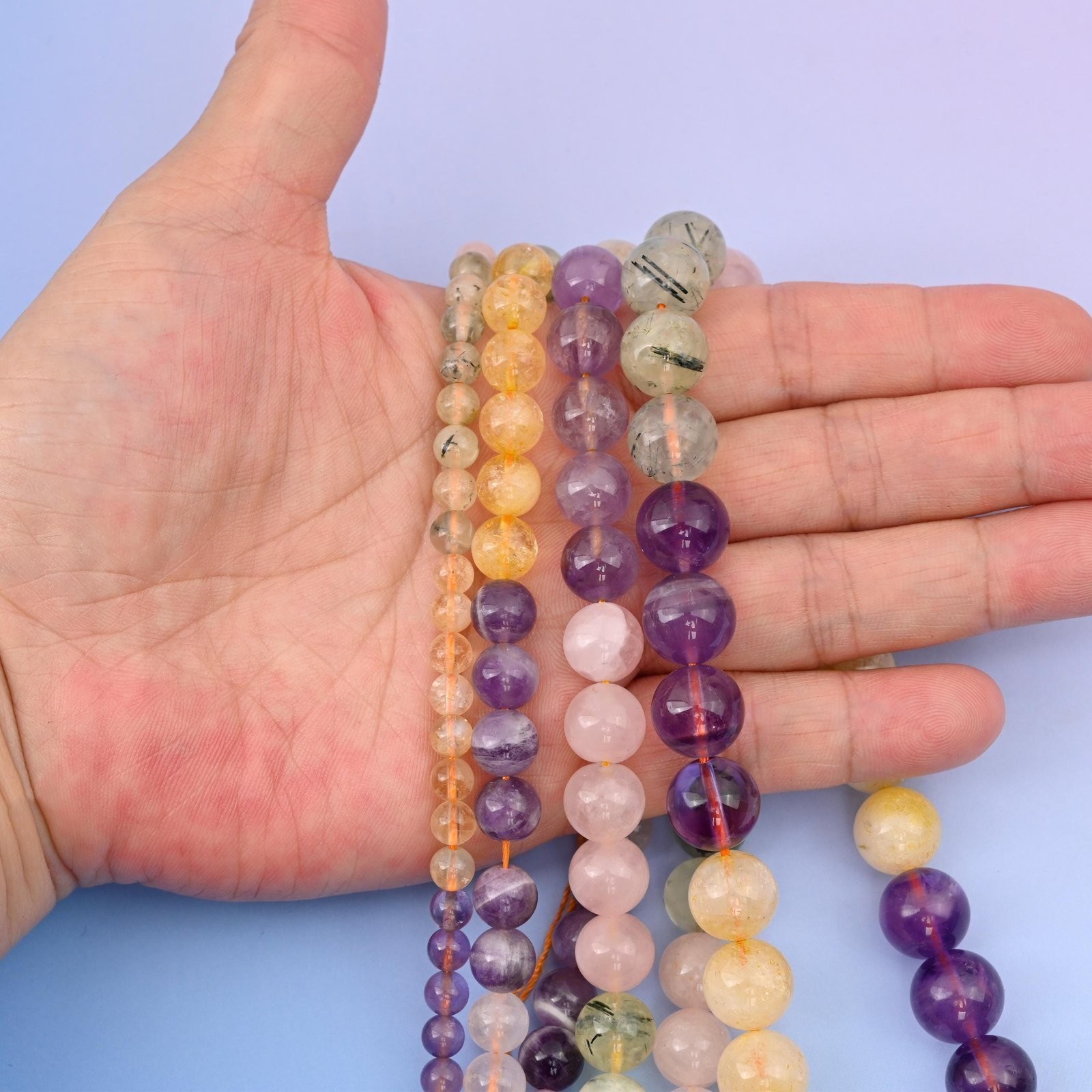 Combination Gemstone Smooth Round Beads, Size 6mm, 8mm, 10mm, 12mm