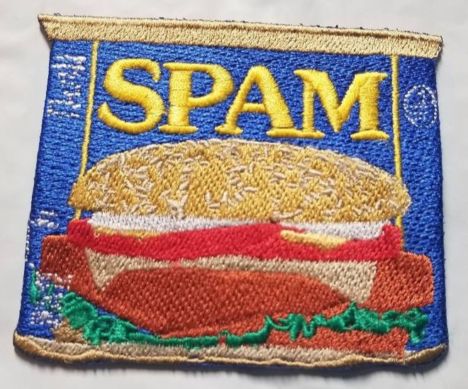 SPAM Embroidered Patch approx 2.75X3.25″
