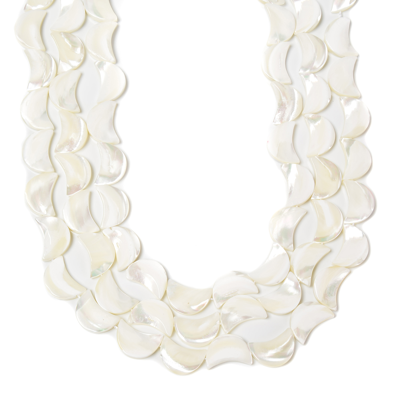 Iridescent White Mother of Pearl MOP Shell Moon Beads 7x10mm 8x12mm 15.5” Strd