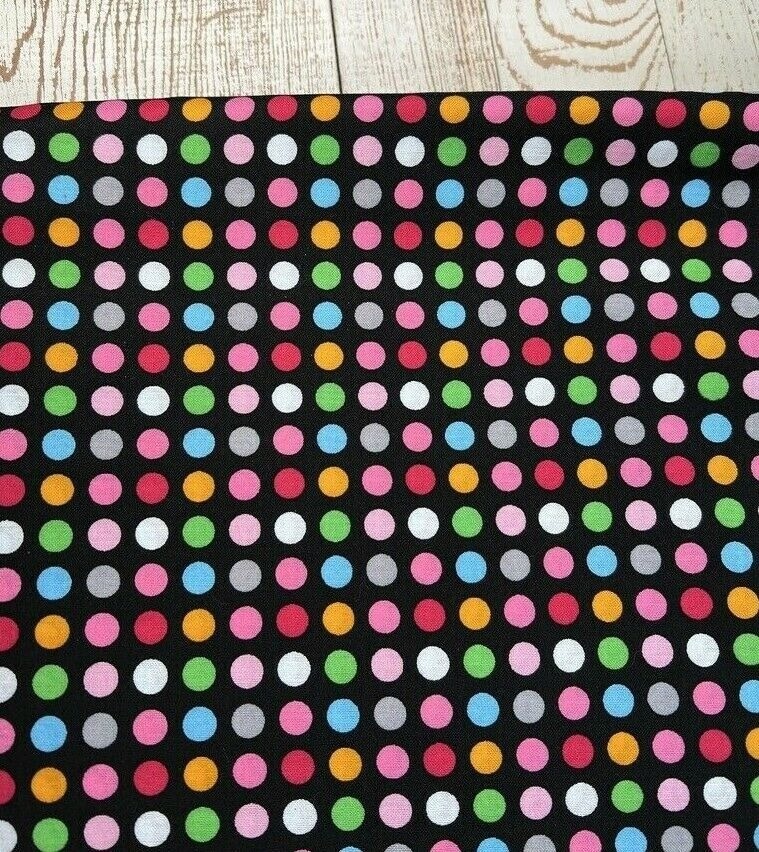 Fabric – OOP Brown Colorful Polka Dot David Textiles Grafiq Trafiq 63″ L x 44″ W