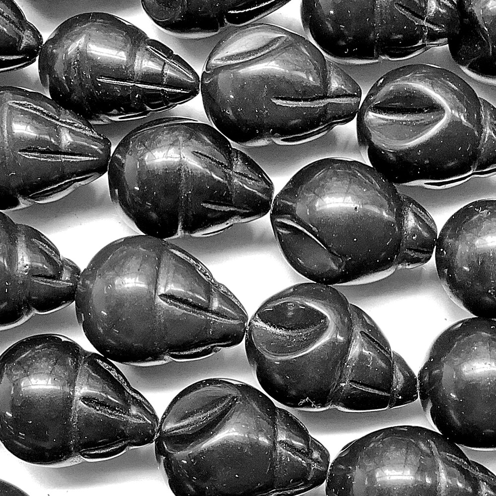 Blackstone 20x15mm Carved Black Conch Shell Semi Precious Beads Q8 Beads per Pkg