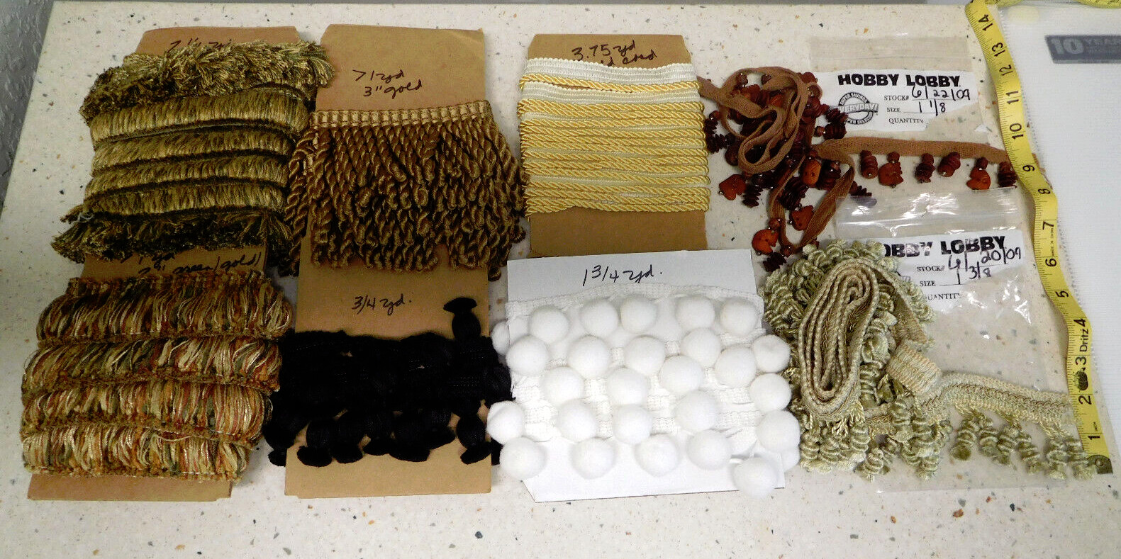 Fancy Tassels-Fringe Trim-PomPom-Rope Cord-Wood Beads – Asst. Lot 12+ yds total