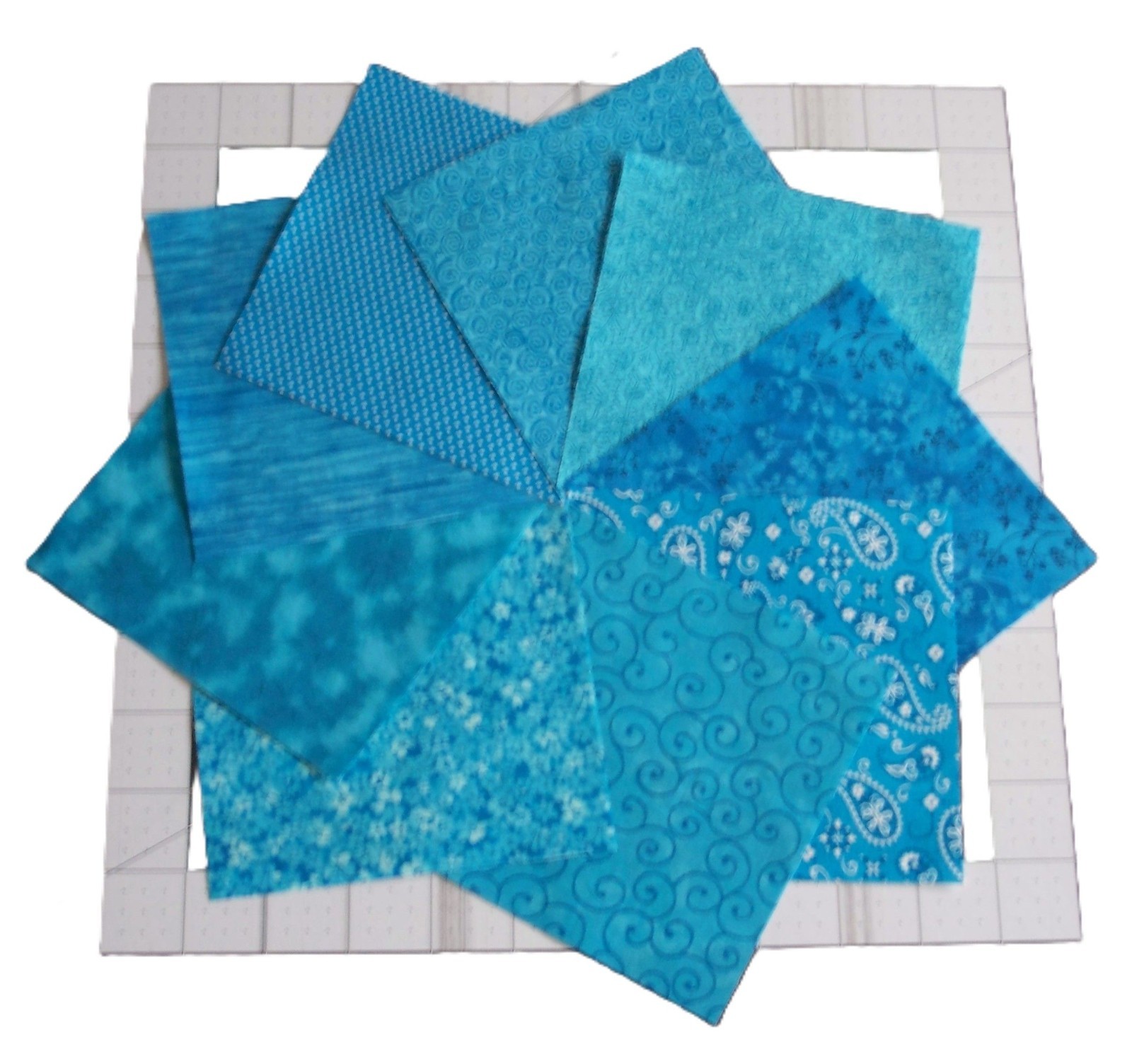 54 Turquoise Blue Calico Fabric 5″ Quilting Squares Cotton Charm pack