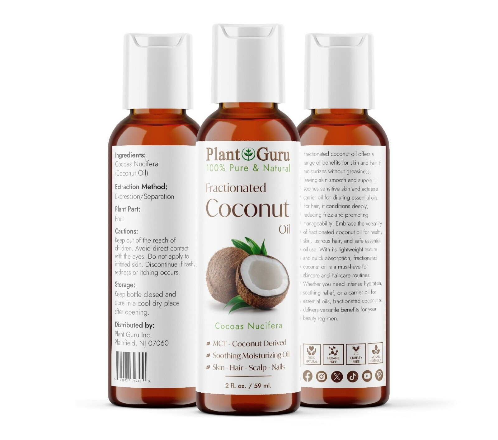 Fractionated Coconut Oil 2 oz Carrier for Aromatherapy, Essential Oils, Massage