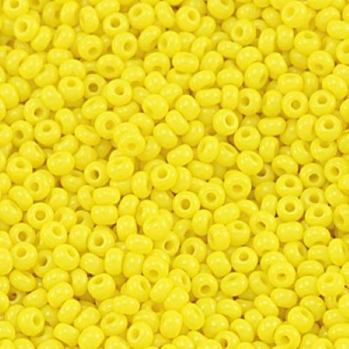 Opaque Yellow Czech PRECIOSA® glass rocailles 11/0 seed beads, 1 Hank