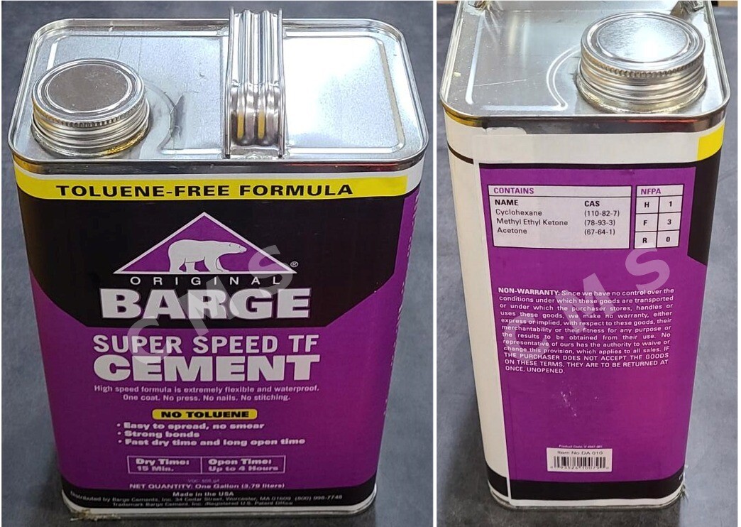 Barge Original Super Speed Cement TF 1 Gallon (1 GA) Quabaug Glue Tin Can DA010