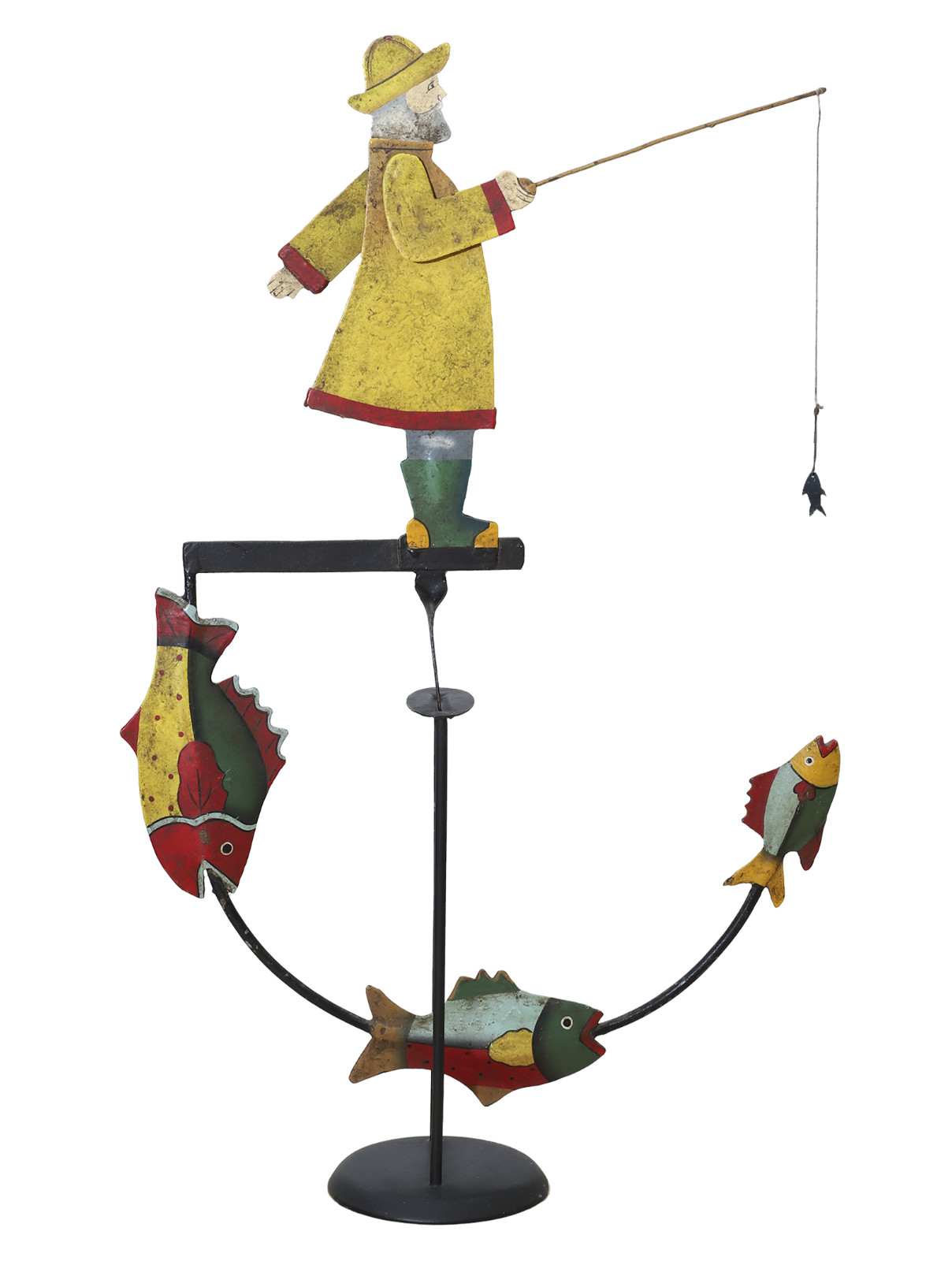 Fisherman Nautical Sky Hook Fishing 22″ Fish Teeter Totter Tin Balance Folk Art