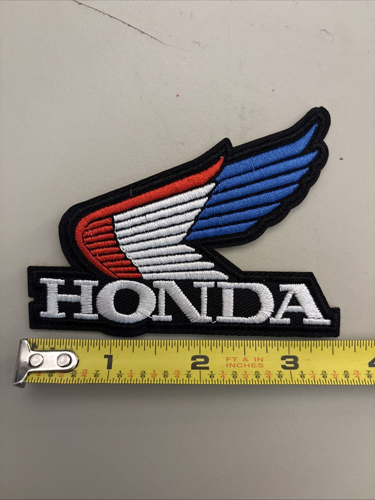 Honda Wing Red White & Blue (Iron on patch) Racing / Sports Car / Motorcycle
