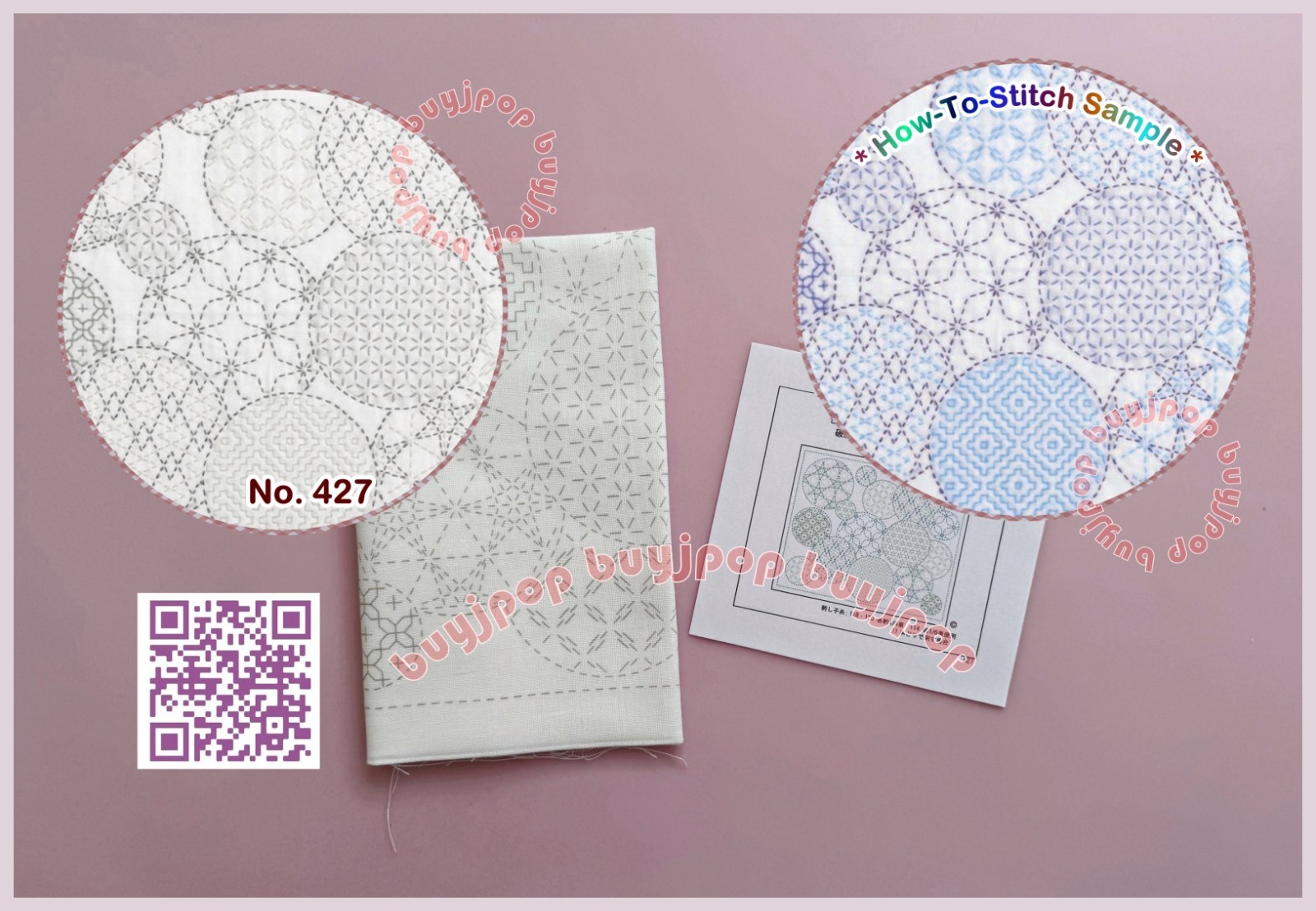 Japan Hobbyra Hobbyre Sashiko Hana Fukin Sampler Pattern Cloth FLOATING CIRCLE