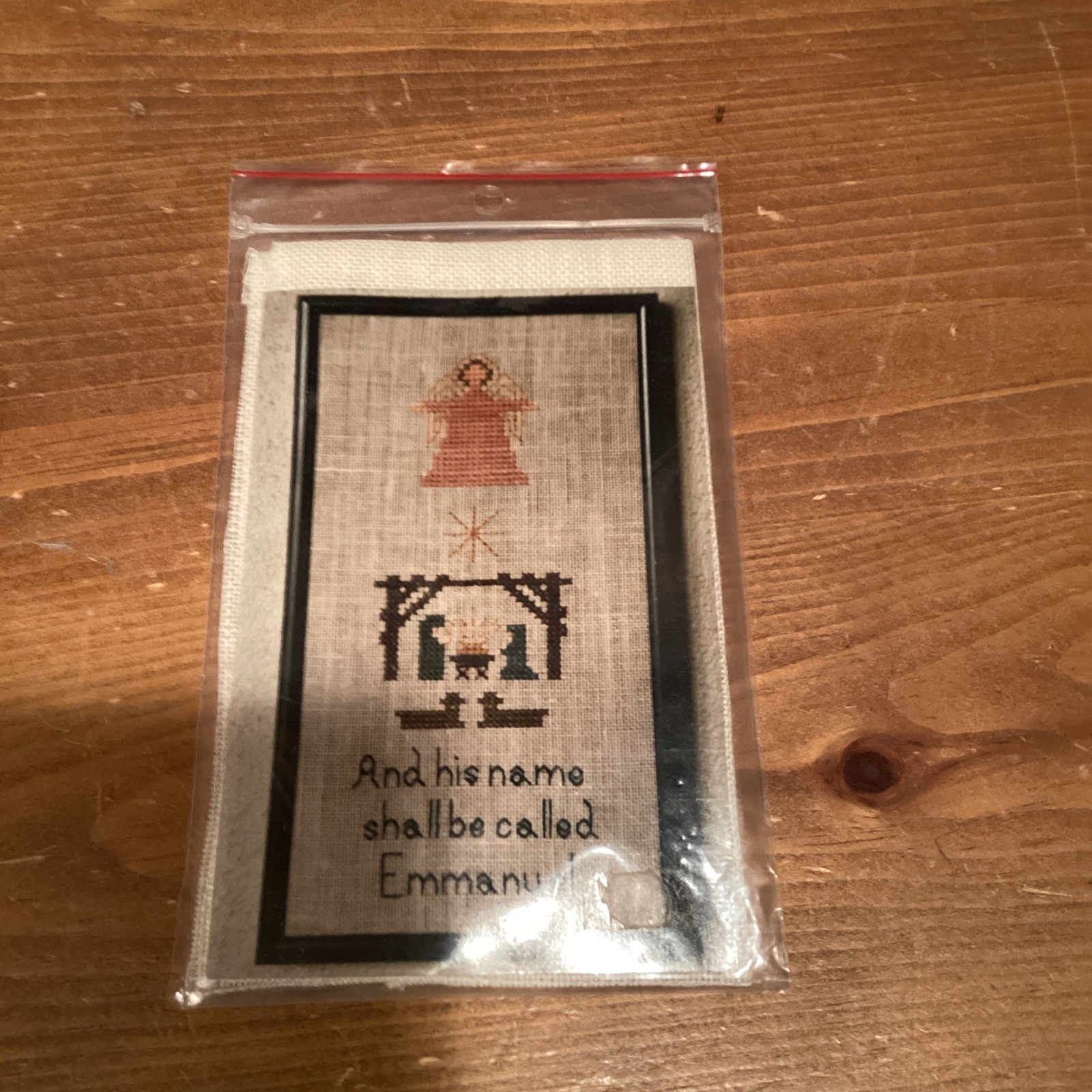 And His Name Shall Be Called Emmanuel. 28ct Cross Stitch Kit. NIP Thread, Linen
