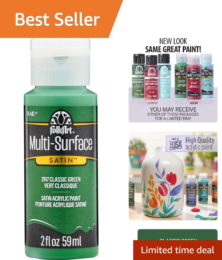 Non-Toxic Multi-Surface Acrylic Paint – 2 oz Classic Green for Indoor & Outdoor
