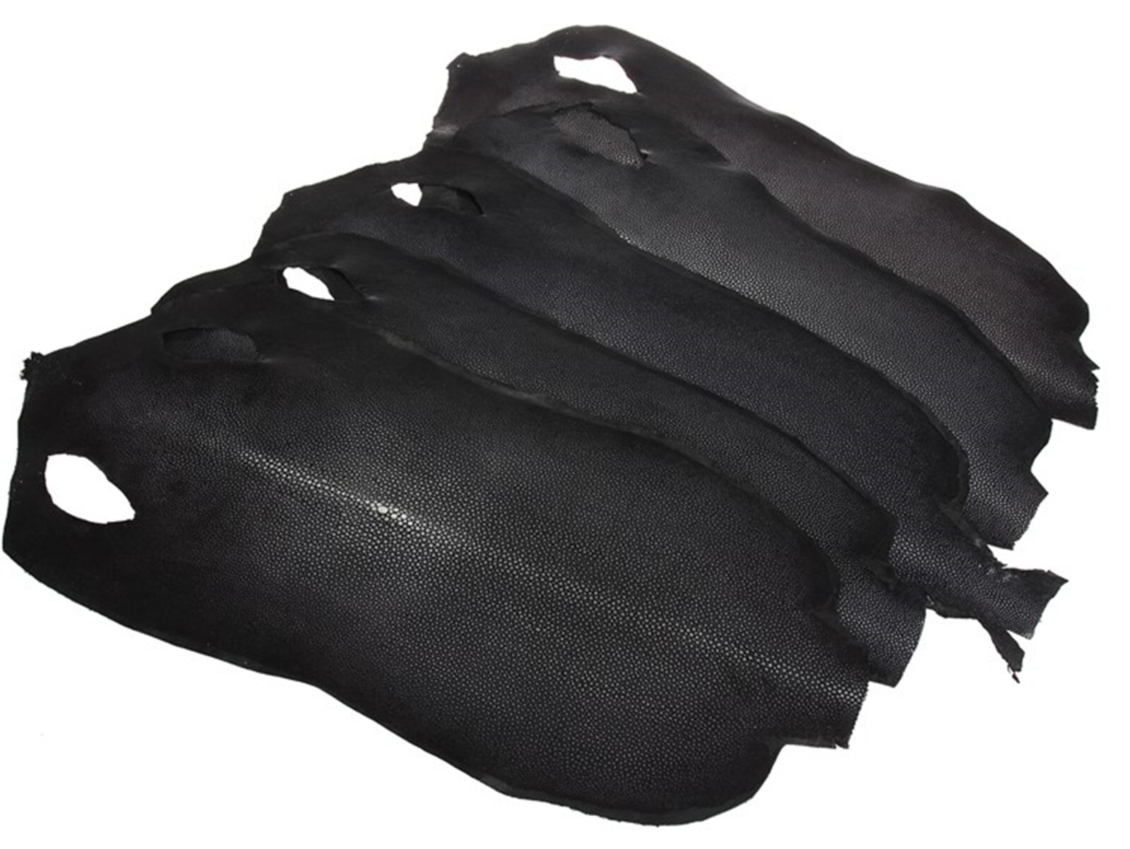 1Pcs Genuine Stingray Shagreen Real Skin Leather Soft Hide Pelt Black 7inch